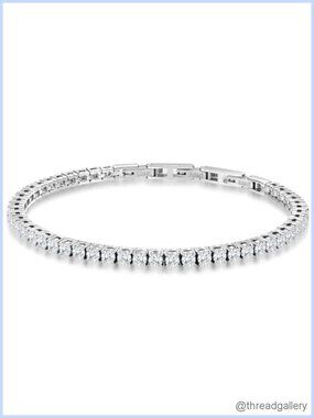 Stainless Steel CZ Tennis Bracelet Adjustable Chain